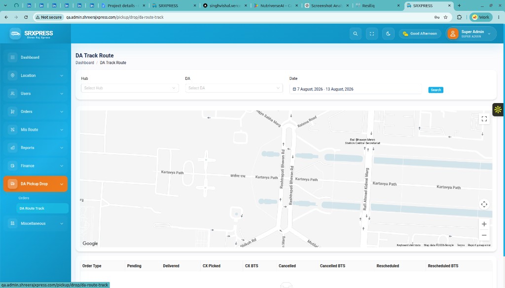 SRXpress DA Route Track